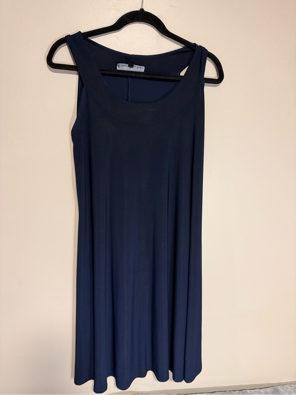 ELLEN PARKER, WOMENS Navy Blue STRETCHY, SLEEVELESS, SHIFT TYPE DRESS, Large